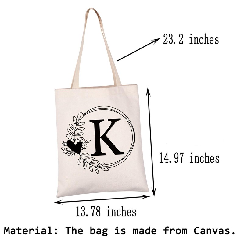 HOLLP Alphabet Shopping Bag A/C/J/K/M/S/T/N/B/L/R Letter Initial Tote Bag (Tote