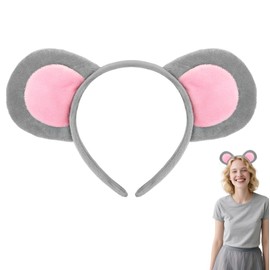 Pirekul - Diadema de orejas de mouse gris para mujeres adultas, diadema de orejas de rata, accesorios para disfraz de mouse, Halloween, cosplay, fiesta de disfraces
