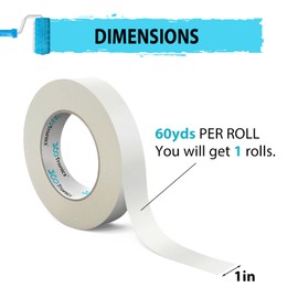 360Tronics White Painters Tape 1 Inch, Multi-Surface No Residue Tearable Self-Adhesive Masking Tape for Labeling, DIY Arts & Crafts Painting, Protects Surfaces and Removes Easily, 60 Yards, 1 Roll