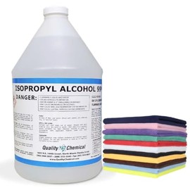 Quality Chemical - Super Premium - 99.9% Pure Isopropyl Alcohol (IPA) - Made in The USA (128 Fl Oz Bottle) with Microfiber Towels (Pack of 12) - Concentrated Isopropyl Alcohol (Towel Colors May Vary)