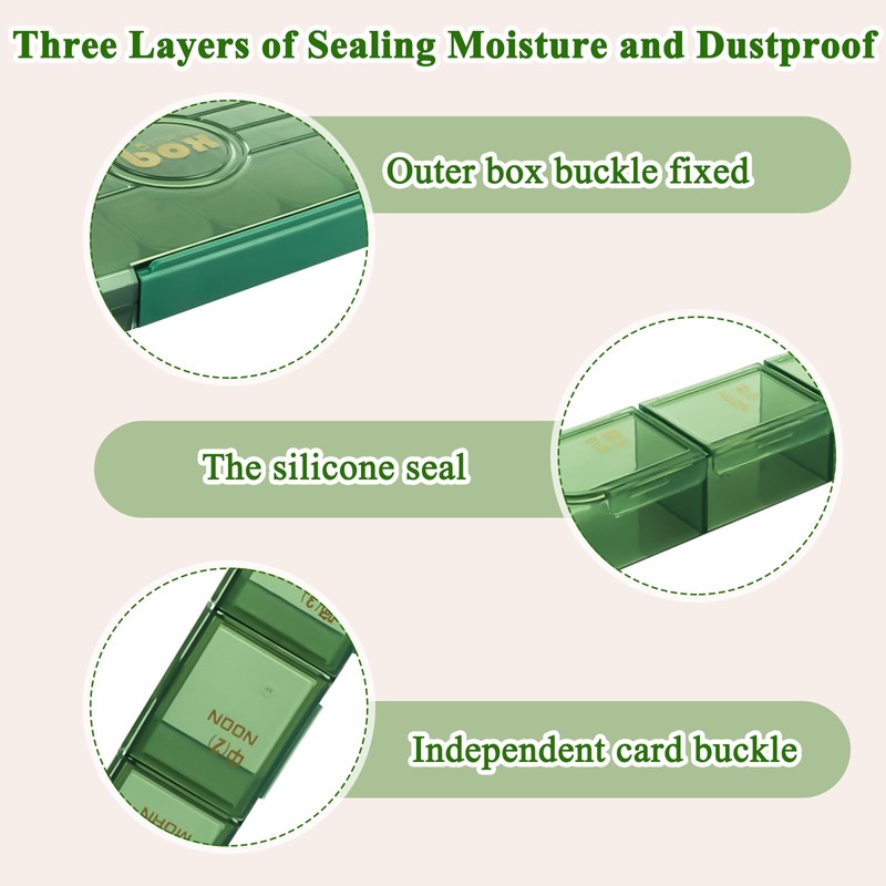 2 PCS Travel Pill Organizer 3 Times a Day,Weekly Pill