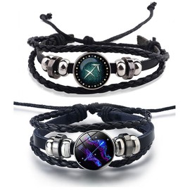 LittleFathand Zodiac Constellation Bracelets for Women Men Layered Woven Zodiac Sign Spirit Bracelet for Couple Friendship Jewelry Gift (12)