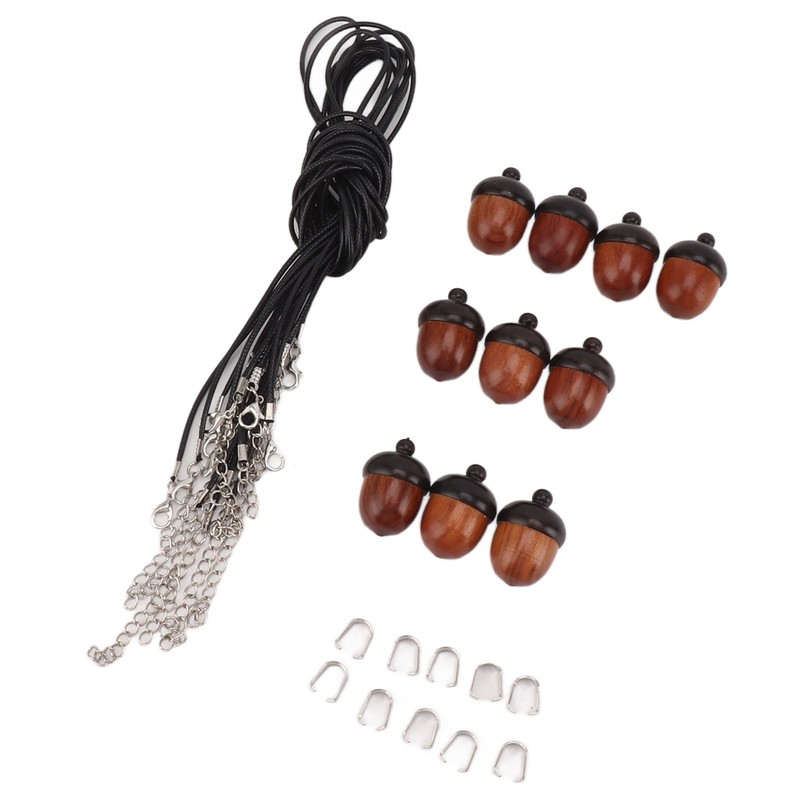 10PCS Wooden Nut Acorn Pendant Necklace Acorn Box Clasp Nylon
