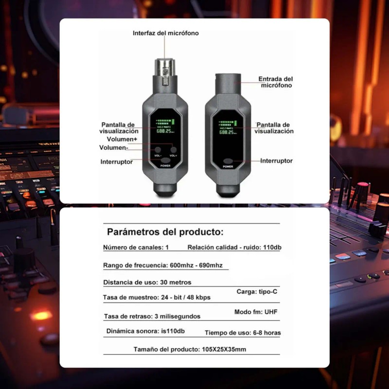 Sistema Inalámbrico De Micrófono Transmisor Receptor Uhf Dsp