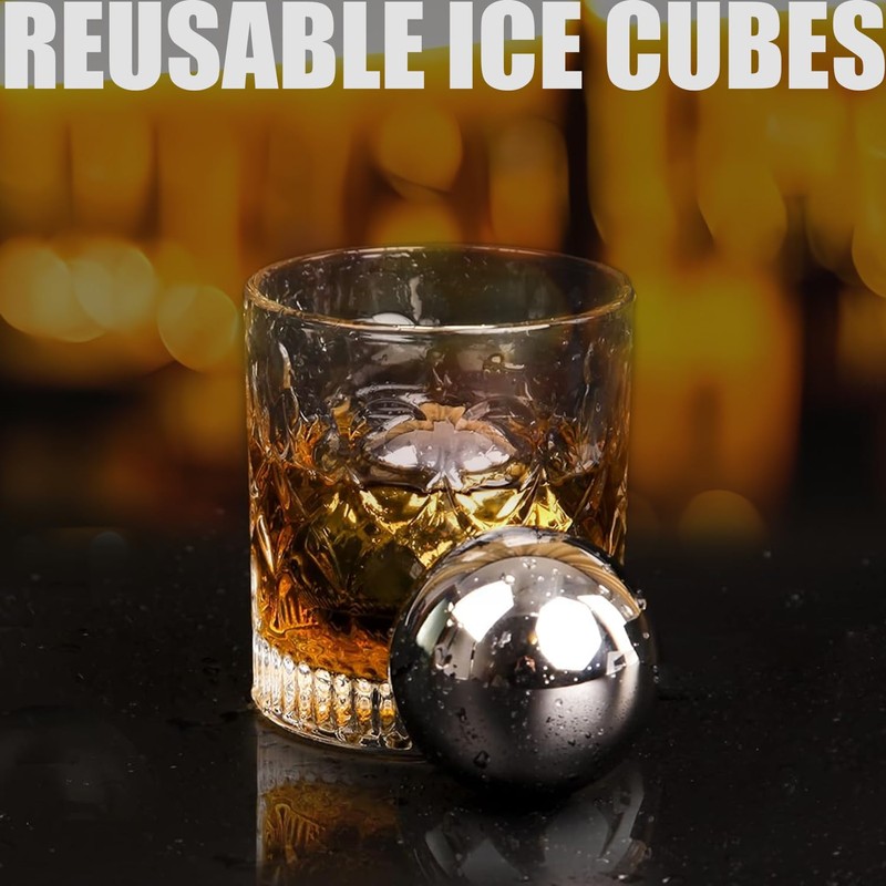 Reusable Stainless Steel Ice Cubes - 2 XL 55mm Cooling