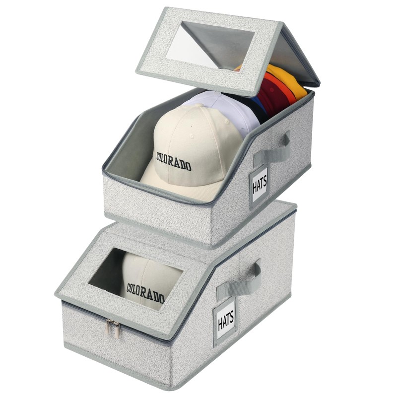 LUMESIX 2 PCS Hat Organizer for Baseball Caps Stackable HatBox