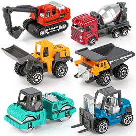 YIMORE Mini Truck Cars, Colourful Construction Vehicles, Toy Car Set, Christmas Birthday Gift Set for Children from 3 Years (6 Vehicles)