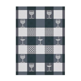 Ross Zwirn Half-Linen Tea Towel Cocktail Glasses Jacquard 50 x 70 cm Grey Blue Red (Anthracite)