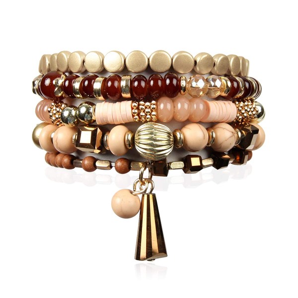 RIAH FASHION Bohemian Mix Bead Multi Layer Versatile Statement Bracelets