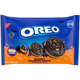 OREO Galletas de Halloween de edición limitada, crema de colores espeluznantes, brillan en la oscuridad, 14 unidades