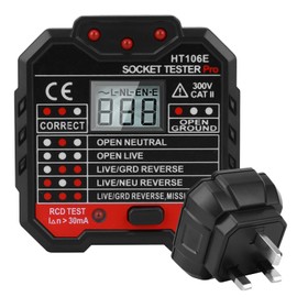 Miawtro Ht106E Socket Tester Uk, Rcd Plug Socket Tester with Lcd Display, Measurable Voltage 48-250v Electrical Tools for Neutral/Live/Earthwire/Rcd Testing with Indicator Lights and Prompts