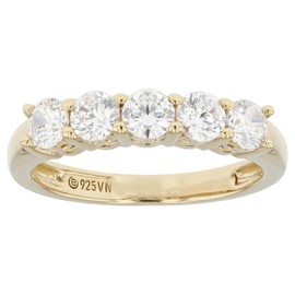 JTV Elegant White Cubic Zirconia Silver Band Ring for Women (Yellow Gold Plated Silver, 10)
