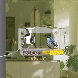 Freesason Smart Bird Feeder with Camera & AI Bird Identifier, 2K HD Auto-Capture Video, Window Mounted with Strong Suction Cups, Unique Tech Gift for Birds Watchers (Clear)