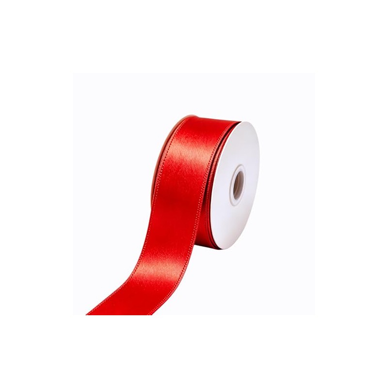 Red Satin Wired Ribbon, 2", 20 Yards for Christmas Tree&Wreath