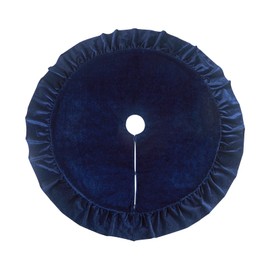 EWAIDI 48-Inch Large Ruffled Velvet Christmas Tree Skirt, Xmas Tree Skirts for Merry Christmas Party Rustic Vintage Christmas Tree Decorations，with Plush Lace Ties，Royal Blue Decorations Indoor