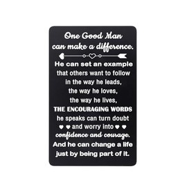 BESPMOSP One Good Man Wallet Card Gifts for Men Valentines Day Gifts for Him Engraved Wallet Insert Card for Husband Boyfriend Fiance Uncle Son Brother Dad Birthday Gifts Father's Day Gifts