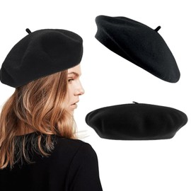 Beret, Classic Artist Barrett, Fashion Berets, Beret Hat with Cashmere, Classic Artist Barrett, Hat Fashion Berets, Winter Hat Beret, Classic Plain French Style Beret, black