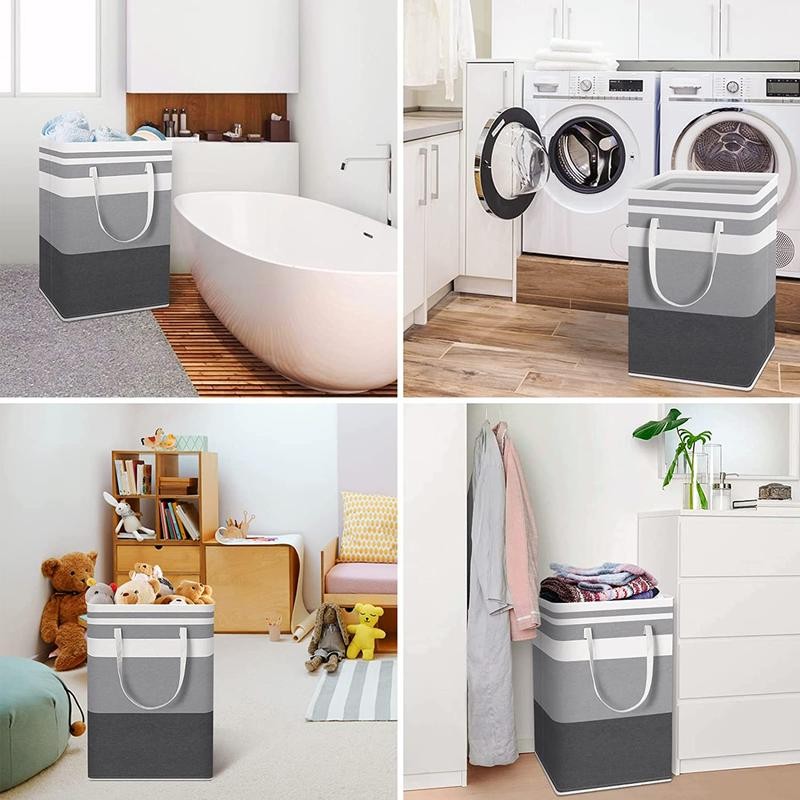 2 Pack Large Laundry Basket 75L - Waterproof Freestanding Clothes