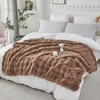 RYNGHIPY Faux Rabbit Fur Throw Blanket Ruched Plush Fuzzy Blanket