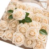 Ling's moment Artificial Flowers 25pcs Real Looking Cream Fake Roses