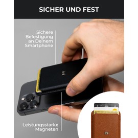 Gentlemen's Magnetic Wallet - Securely Attached to Your Smartphone - Holds up to Three Cards - MagSafe Compatible - Smart Wallet Men, brown, Modern