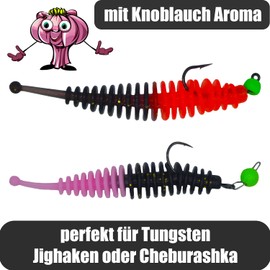 Paradox Fishing Trout Bait Rubber Set 4.5 cm with Box 25 Pieces I UV Trout Bait Rubber Bait Trout Fishing Spoon Set Trout Dough Spoons Trout (Garlic)