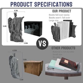 Bookends Height 9.5" Book Ends Decor Merchandise Resin,Gifts for Living Room Bedroom Office Decoration