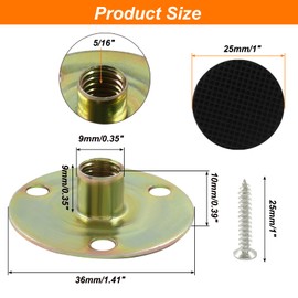 Biaungdo Furniture Leg Mounting Plates, 4 Sets 5/16 Attachment Plates with Hanger Bolts Screws for Furniture Sofa Cabinet Chair Couch Seats Strengthen Weak Furniture feet Repair Plates(5/16x37x2.5mm)