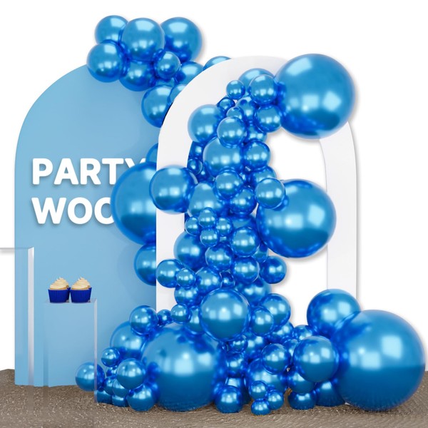 PartyWoo Metallic Blue Balloons 140pcs Different Sizes of 18 12