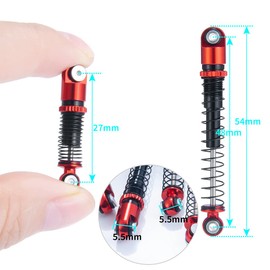 ZuoLan 1/24 RC Car Shocks 48mm Adjustable Absorber Damper for 1/24 Axial SCX24 AXI90081 Deadbolt AXI00001/AXI00006 RC Crawler Car Upgrades (Red)