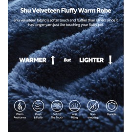 DAVID ARCHY Men's Soft Plush Fleece Robe Full Length Hooded Long Bathrobe for Men with Hood (XL, Navy Blue- Shu Velveteen)