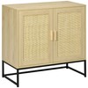 HOMCOM Accent Cabinet, Sideboard Buffet Cabinet with Rattan Doors, Adjustable
