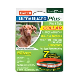 Hartz UltraGuard Plus Flea & Tick Collar for Dogs and Puppies, 7 Month Flea and Tick Prevention and Protection Per Collar, Reflective Orange, up to 22 Inch Neck