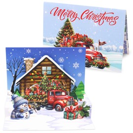 ceiba tree 3D Pop Up Christmas Cards 8 Pack Santa's Truck Notecards Holiday Greeting Cards with Envelopes
