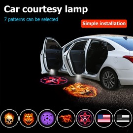 2Pcs Car Door Lights Logo Projector, Wireless LED Car Door Paste Welcome Courtesy Light, Holeless Magnet Sensor Ghost Shadow Welcome Lamp, Naruto Sharingan Light Accessories (Sharingan #2)