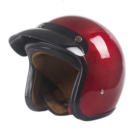 Harssidanzar Retro Motorcycle Helmet 3/4 Open Face Helmet Vintage Style for Men Women,DOT Approved CU601,Sparkling Red, Size M