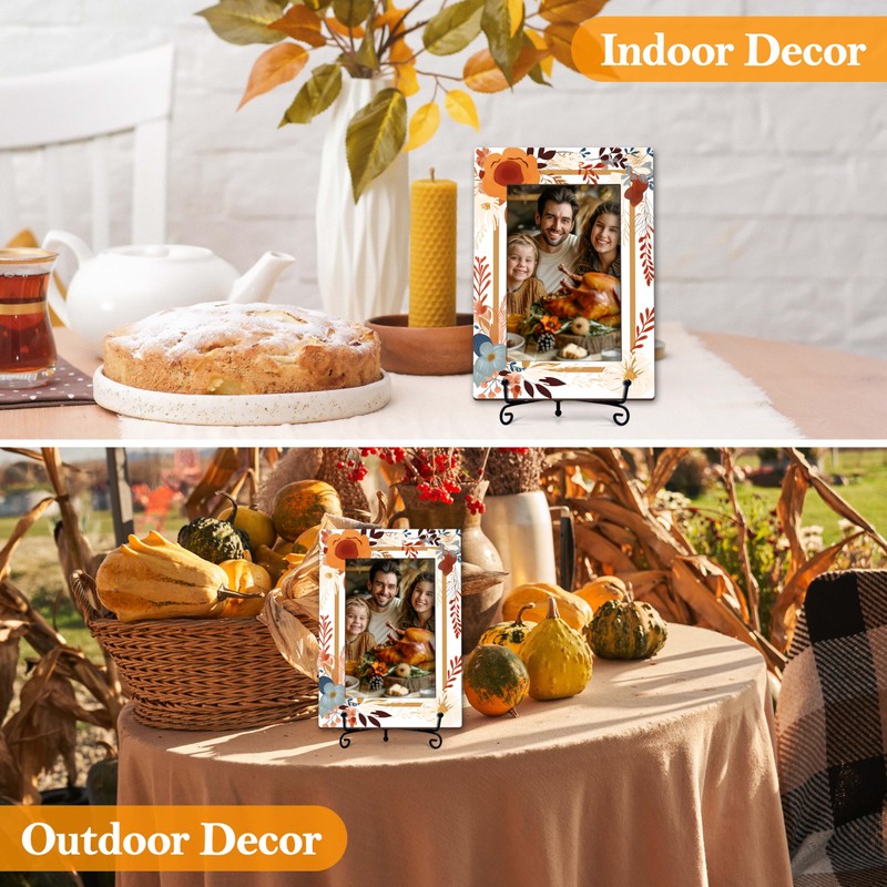 ISOVF Thanksgiving 4x6 Picture Frame, Fall Maple Photo Frame, Orange