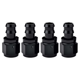 EVIL ENERGY 6AN Straight Push Lock Hose Fitting End Black 4PCS