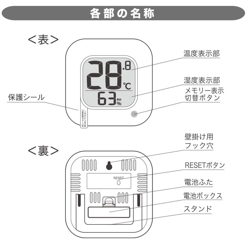 Ohm Electric Thermometer, Capital Letter Thermometer, Hygrometer, Easy to See