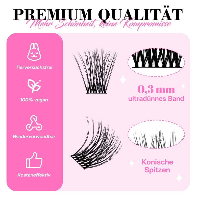 CALAILIS Individual Eyelashes, 168 Pieces, DIY Cluster Eyelashes, D Curl,