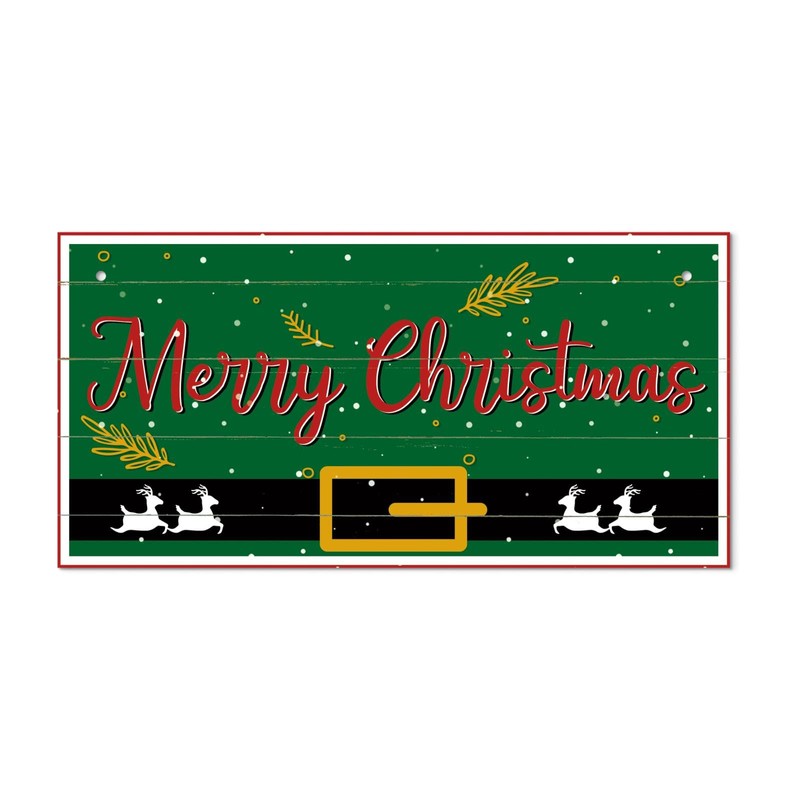 Second Ave Merry Christmas Elf Costume Xmas Wooden Hanging Decoration