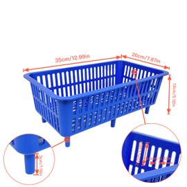 YDB Storage Plastic Drain Basket with Feet for Sorting Live Fresh Shellfish Oyster Abalone Scallop Geoduck Clams Mussels or Garden Harvest 4PCS (White+White+Blue+Red)