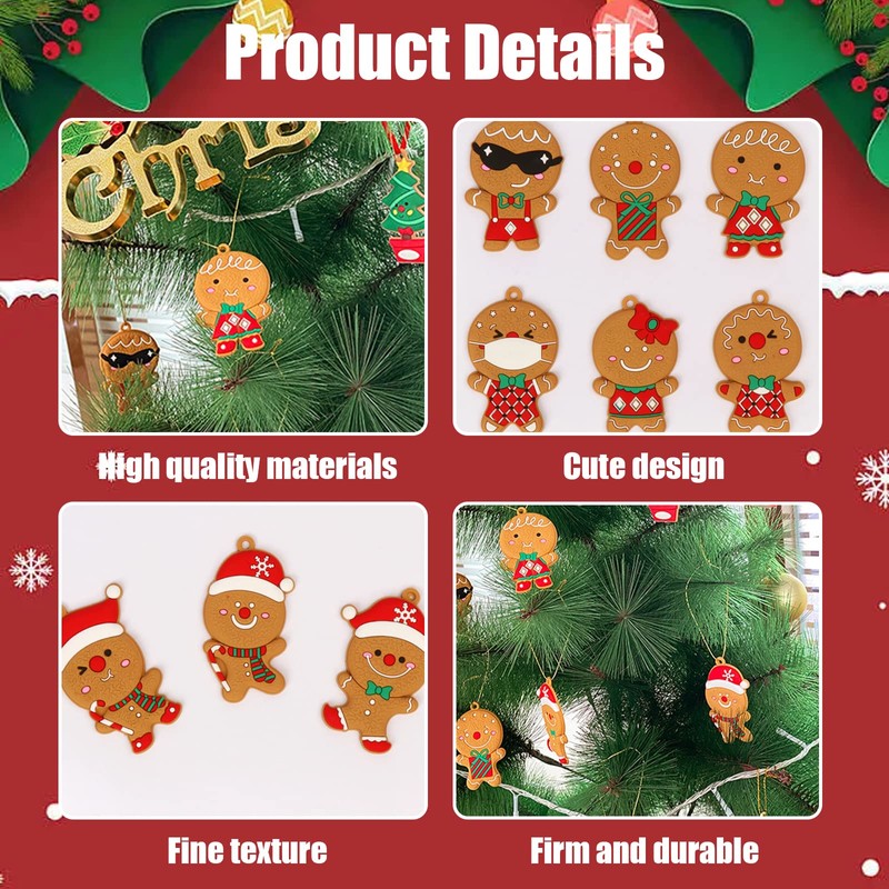 Elionless 12 x Traditional Gingerbread Man Christmas Tree Ornaments Pendant