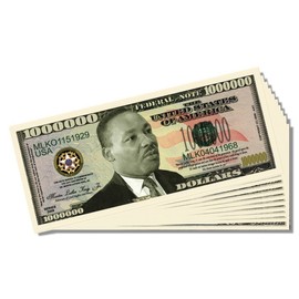 Martin Luther King Jr. Million Dollar Bill - 10 Count with Bonus Clear Protector & Christopher Columbus Bill