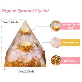 XIANNVXI Rose Quartz Orgonite Pyramid Pink Stone Gemstones Crystals Lotus Pyramids Spiritual Energy Stones Pyramid Inspirational Success Esoteric Gifts