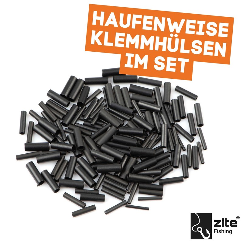 Zite Fishing Clamp Sleeve Assortment 10 Sizes 150 Pieces Black