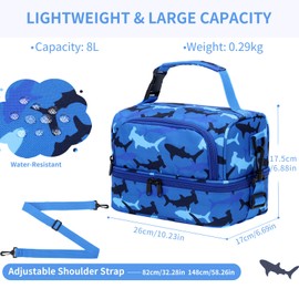 Lunch Bag for Boys,Chase Chic Insulated Reusable Large Cute Dual Lunch Bag Box Container for Kids Toddler School Daycare Blue Shark