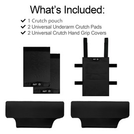 SPRING SEAON Crutches Padding & Crutch Bag (5 PCS) - Crutch Pads for Armpits and Hand Grips Water-Resistant Pouch for Crutches Crutch Cushions Crutches Accessories for Kids, Men, Women Black