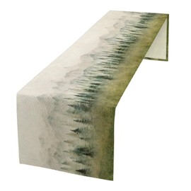 Watercolor Forest Table Runner,Watercolor Woodland Forest Mountains Rustic Dining Table Ruuner Home Kitchen Party Living Room Table Decoration 13x36 inch