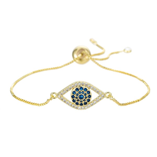 Evil Eye Hamsa Hand Bracelet for Women Dainty 14K White